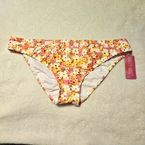 Ninety-Nine Juniors New Pink Multicolored Floral Cheeky Hipster Swim Bottoms XXL